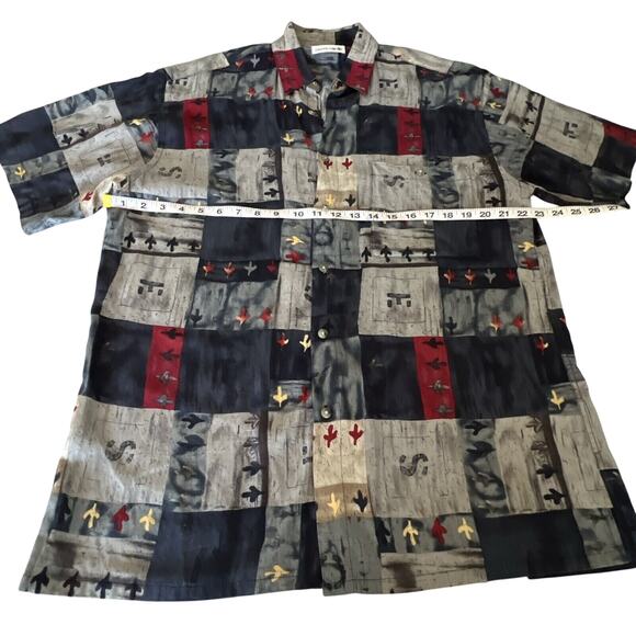 Pierre Cardin Men’s Medium Multicolor Rayon Print Shirt Button Up Collar Casual - Picture 7 of 8